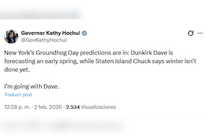 Hochul reaccionó a las predicciones de las marmotas de Nueva York sobre el clima