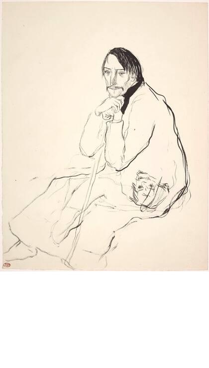 Hombre sentado con bastón y máscara, 1900 – 1901