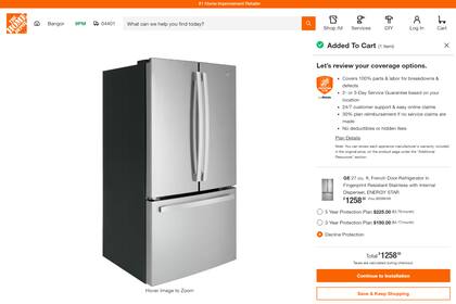 Home Depot ofrece este modelo de GE a US$1258, un ahorro del 47,5 % sobre su precio original de US$2399