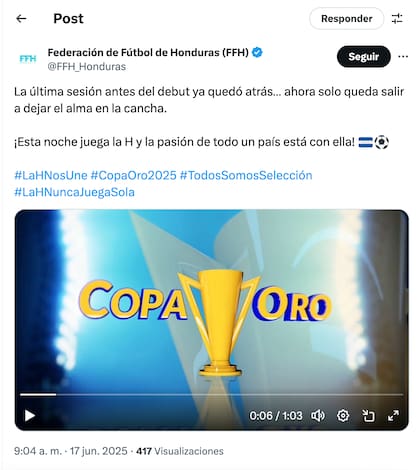 Honduras ya está listo para su encuentro del día. Foto: X