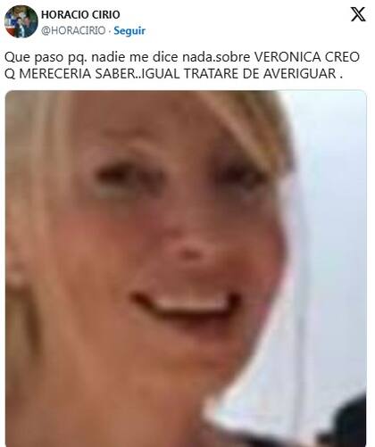 Horacio Cirio confirmó la muerte de la medio hermana de Jésica Cirio, Verónica Mestre