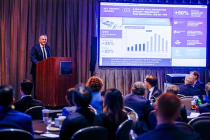 Horacio Marín, presidente de YPF, durante una presentación en Houston.