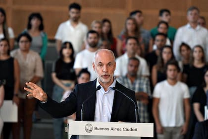 Horacio Rodríguez Larreta durante el discurso en la sede de gobierno
