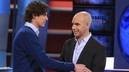 Horacio Rodríguez Larreta y Martín Lousteau, durante un debate televisivo, en 2015