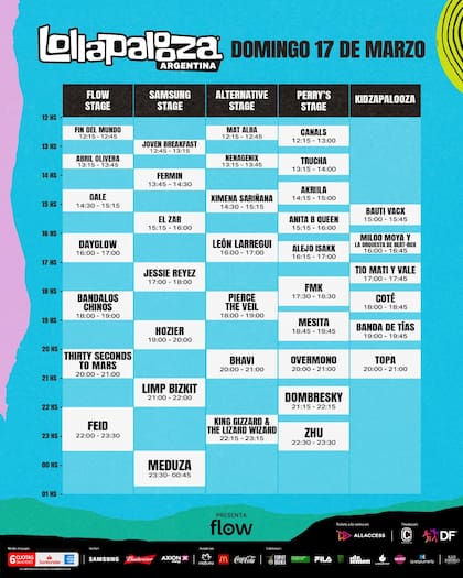 Horarios del domingo 17 de marzo