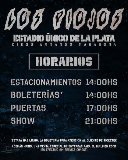 Horarios del show de Los Piojos en La Plata