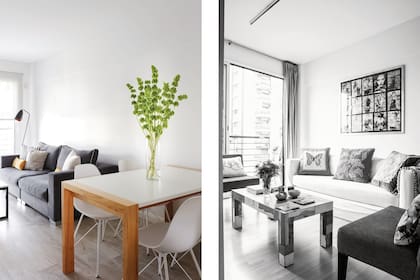 Hoy, el living tiene un sillón de dos cuerpos (Centro de Diseño Italiano) con almohadones a rayas y color crudo (Casa Chic) y dos más pequeños de pana amarilla (Ramos Generales).