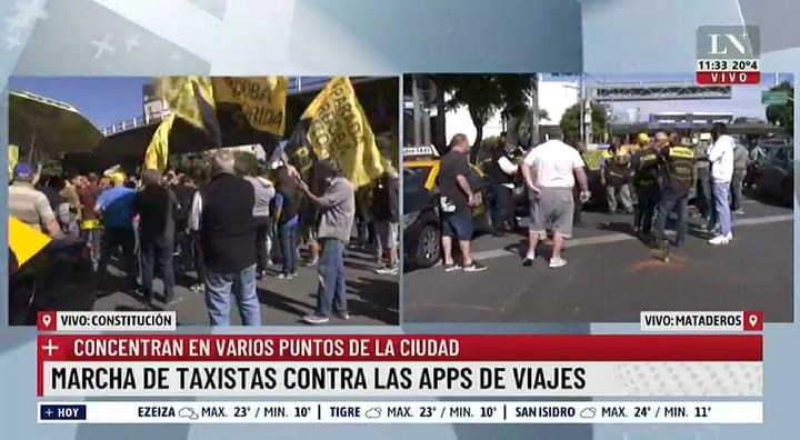 Marcha de taxis contra las apps de viajes. Concentraciones en varios puntos de la ciudad.