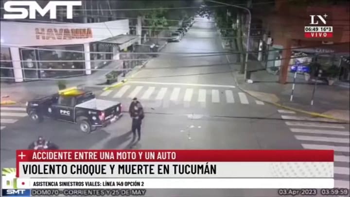 Tucumán: tremendo e impactante accidente en el que un motociclista voló por el aire
