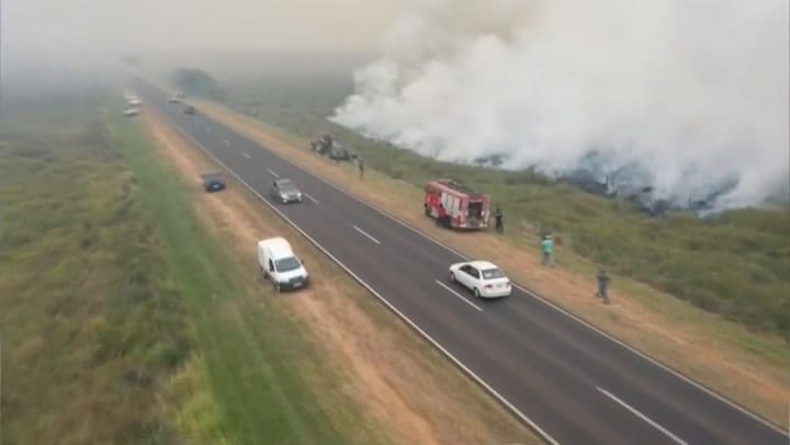 Así arden las hectáreas de Corrientes