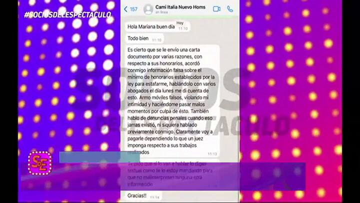 Camila Homs denunciada