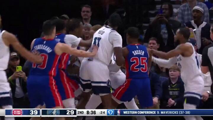 La gresca entre Detroit Pistons y Minnesota Timberwolves