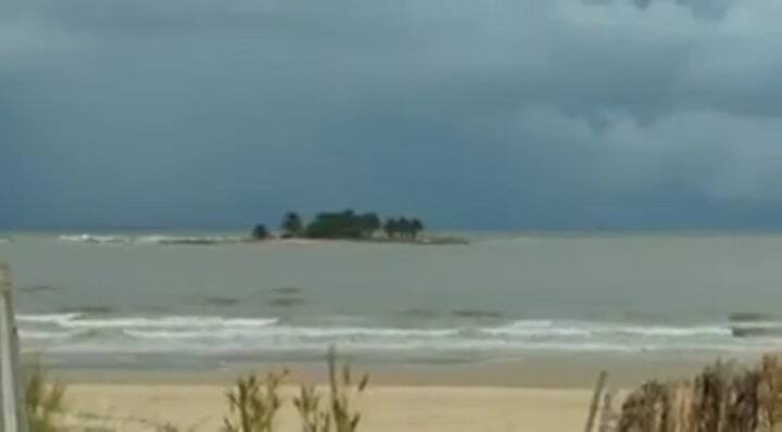 Así se veía la tromba de agua en Uruguay. Fuente: Twitter