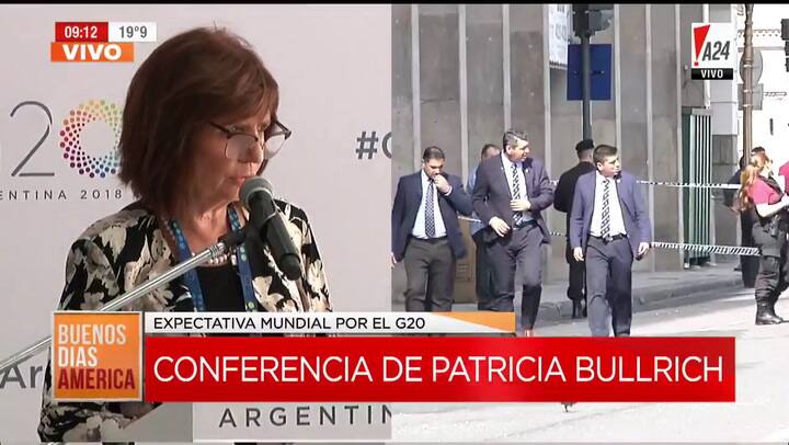 Patricia Bullrich sobre el megaoperativo de seguridad por la CumbreDelG20 - Fuente: A24
