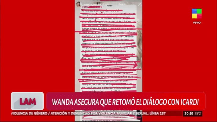 Los mensajes entre Wanda Nara y Mauro Icardi