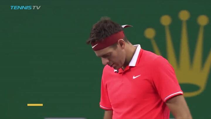 El momento de la victoria de Coric tras el abandono de Del Potro por lesión - Fuente: Tennis TV