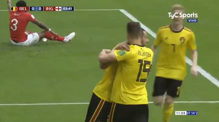 Meunier anotó el 1 a 0 para Bélgica - Fuente: TyC Sports