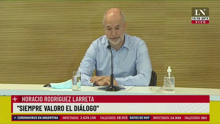 Horacio Rodríguez Larreta: 'Tenemos la necesidad de que las escuelas sigan abiertas'