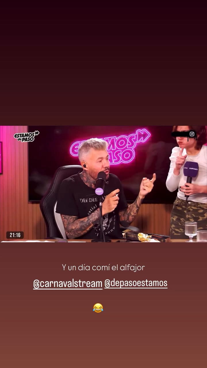 Sabrina Rojas compartió un video del segmento del alfajor junto al conductor