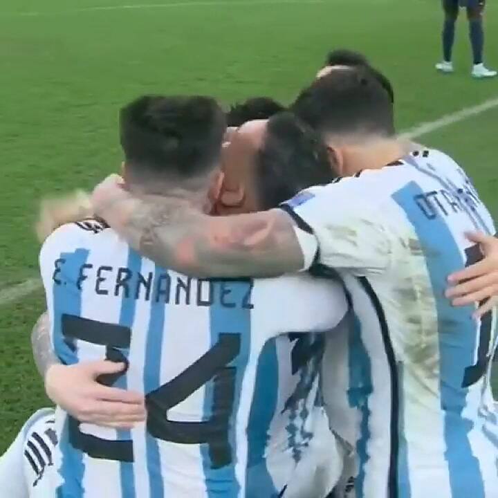 El festejo de Lionel Messi luego del penal de Gonzalo Montiel que consagró a la Argentina