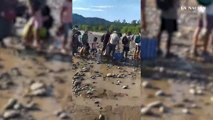 Aguas Blancas, Salta: trabajadores de frontera cruzan el río para llegar a Bolivia