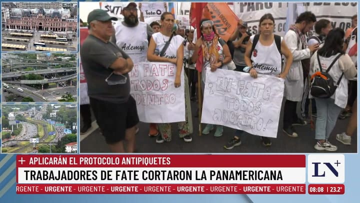 Trabajadores de FATE cortan la Panamericana