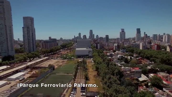 La obra del Parque Ferroviario Palermo, desde el aire - Fuente: Prensa GCBA