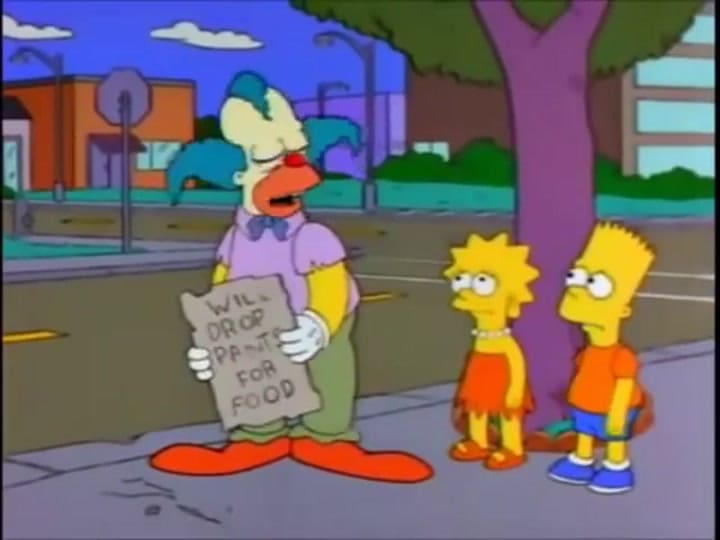 El drama de Krusty - Fuente: YouTube
