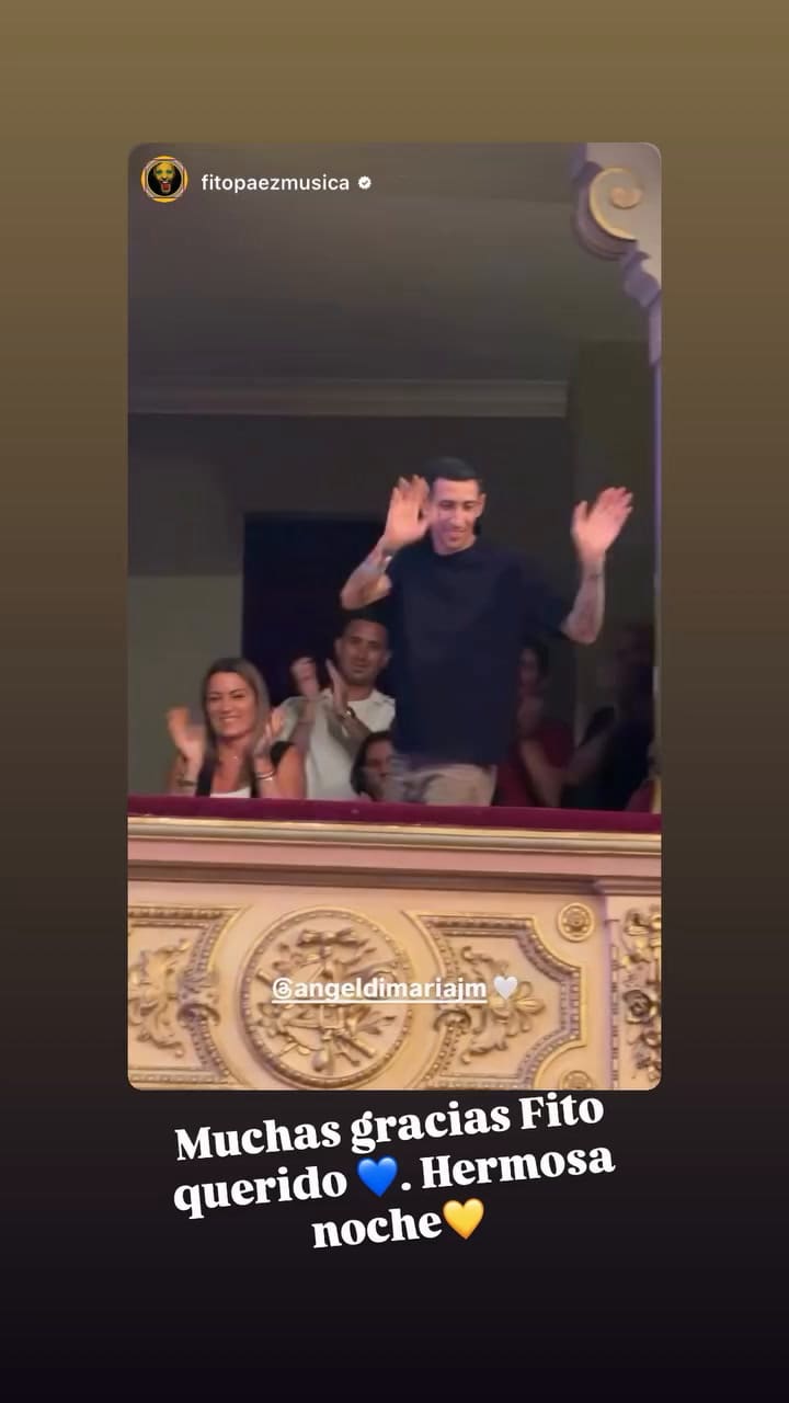 La ovación a Di María en el recital de Fito Páez