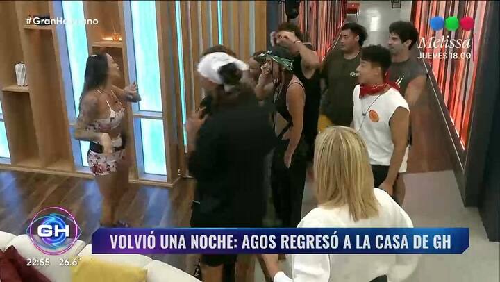 Asi fue la reaccion de los jugadores al ver el regreso de Agostina tras la falsa expulsion de Gran Hermano