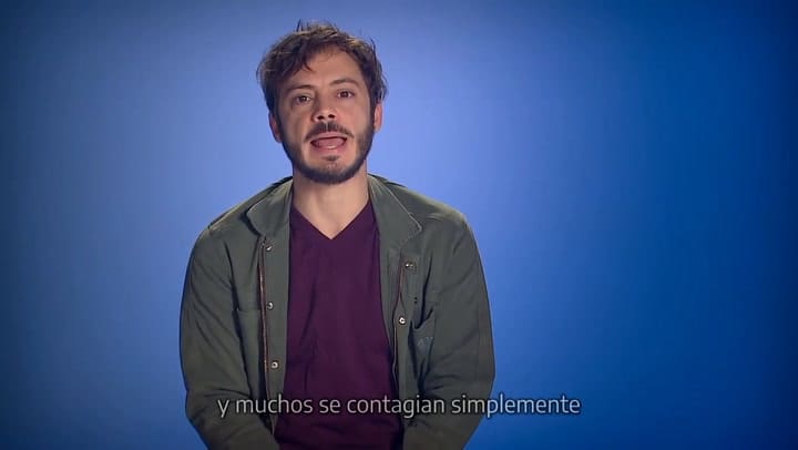 Tomás Fonzi en la campaña de prevención contra el Covid-19 - Fuente: YouTube