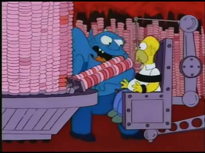 Homero Simpson vende su alma al diablo a cambio de una dona