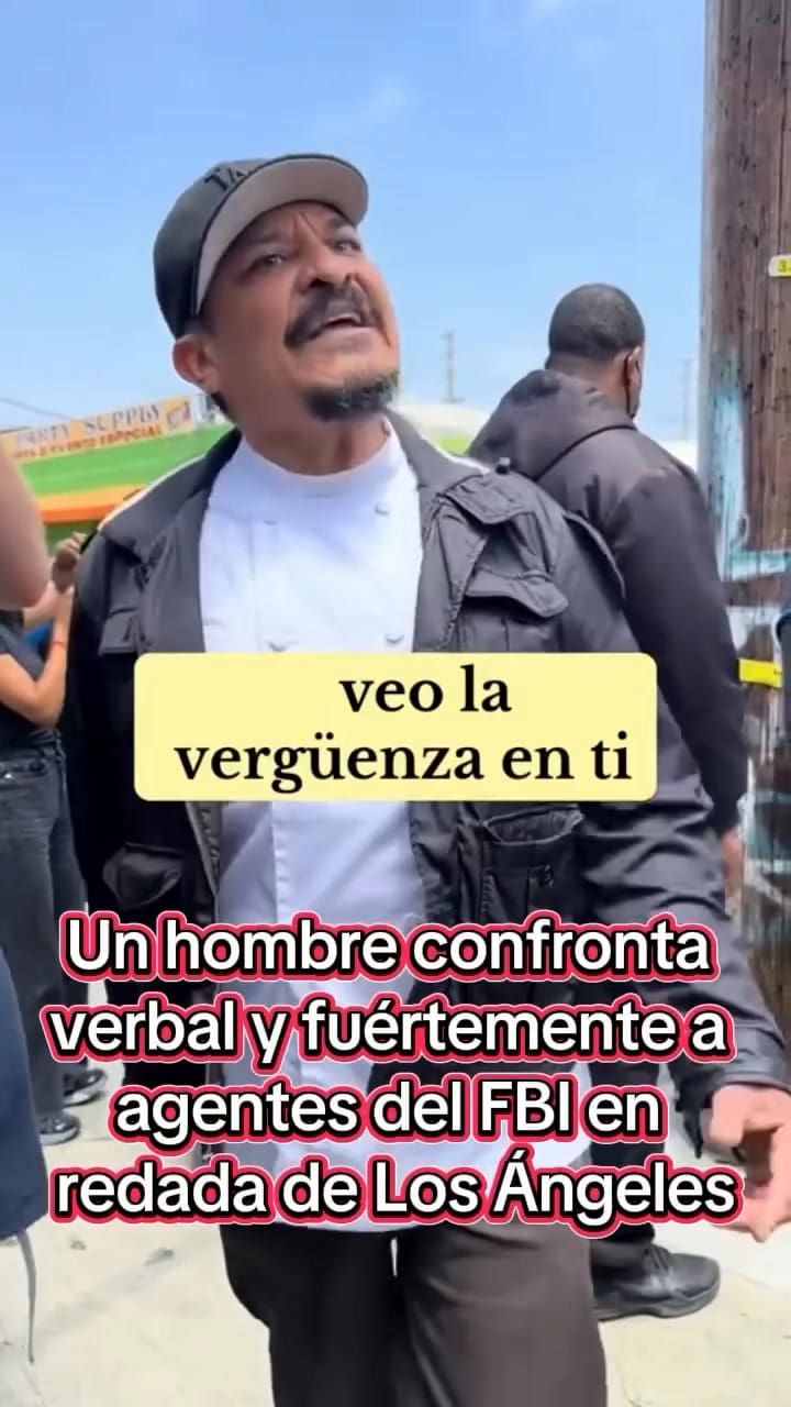 Un migrante confrontó a un agente del FBI en Los Ángeles (Instagram/conexionmigranteoficial)