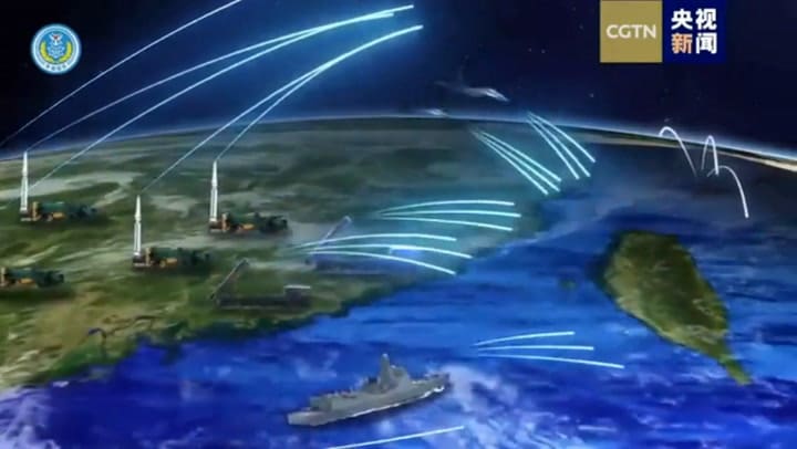 China difunde un video de cómo sería el bombardeo contra Taiwán (gif)