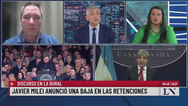 Javier Milei anunció una baja en las retenciones al campo