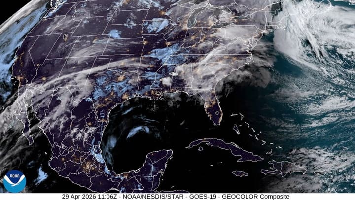 Satélite de la NOAA: el cielo hoy en Estados Unidos