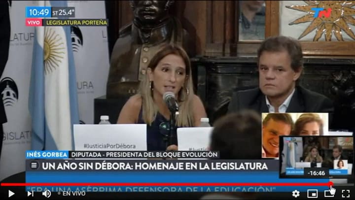 El homenaje en la Legislatura a Débora Pérez Volpin - Fuente: TN