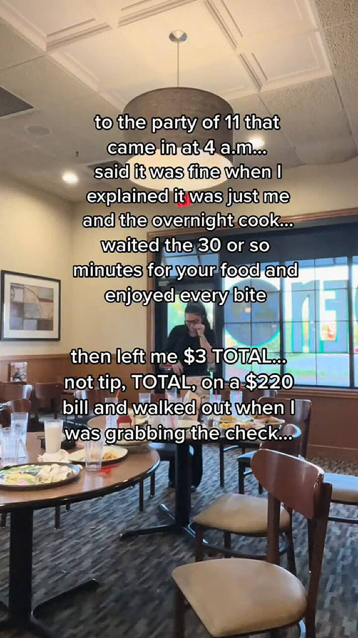 La moza de un restaurante de Estados Unidos relató lo sucedido en su cuenta de Tiktok.