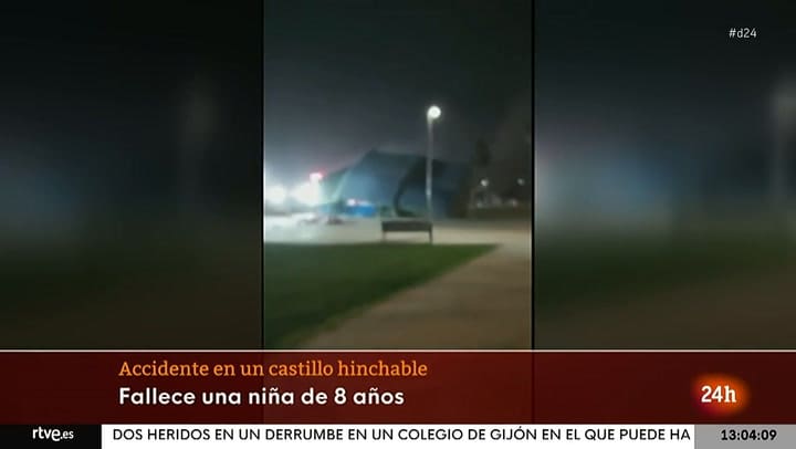 El viento voltea un castillo inflable y muere una niña en España. Fuente: RTVE
