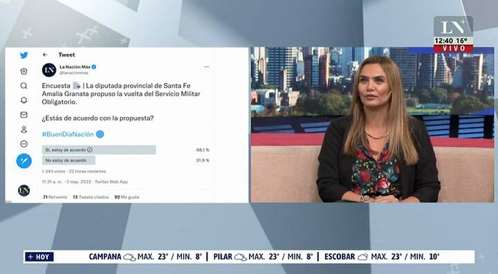 Amalia Granata sorprendida porque su hija no quiere el Servicio Cívico Obligatorio