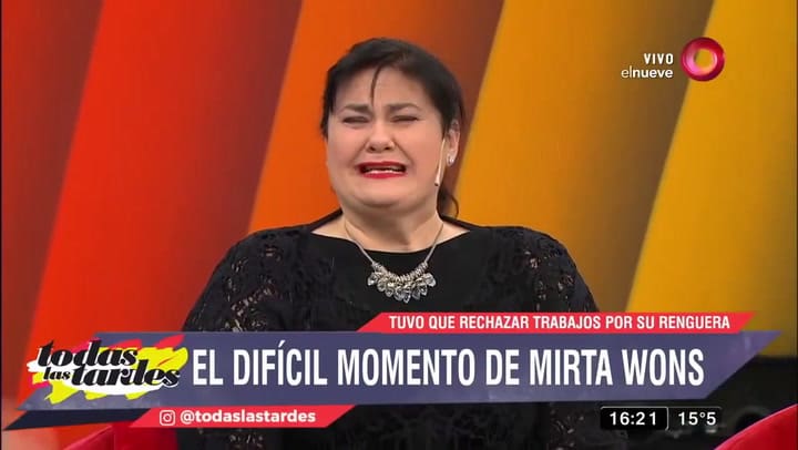 El difícil momento de Mirta Wons - Fuente: YouTube