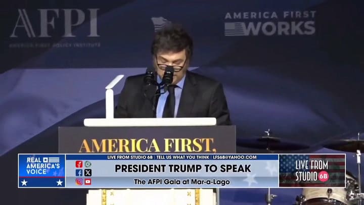 El abrupto cierre del discurso de Milei en la gala de Mar-a-Lago