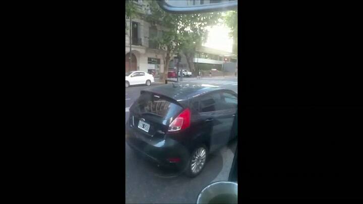 Un conductor enfurecido rompió los vidrios de un colectivo a fierrazos