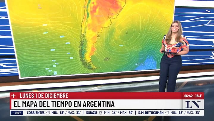 El mapa del tiempo en la Argentina