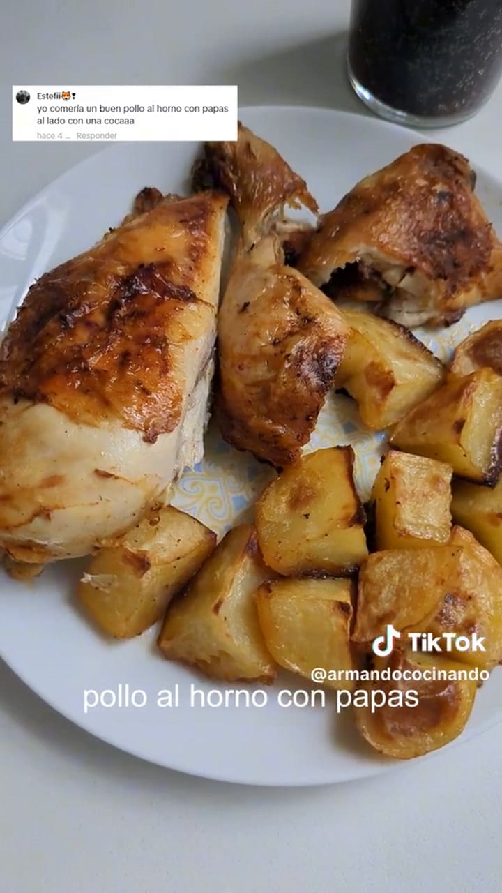 Receta tradicional de pollo con papas al horno