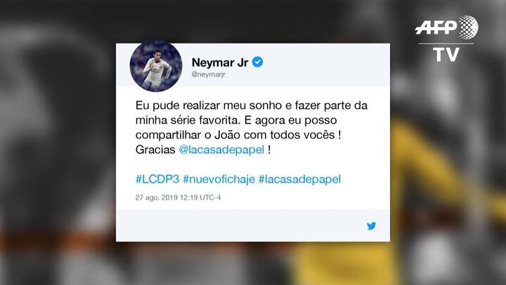 Neymar participo de La Casa de Papel 3. Fuente: AFP