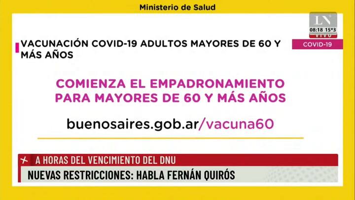 El mensaje de Fernán Quirós sobre las restricciones antes del anuncio de Alberto Fernández