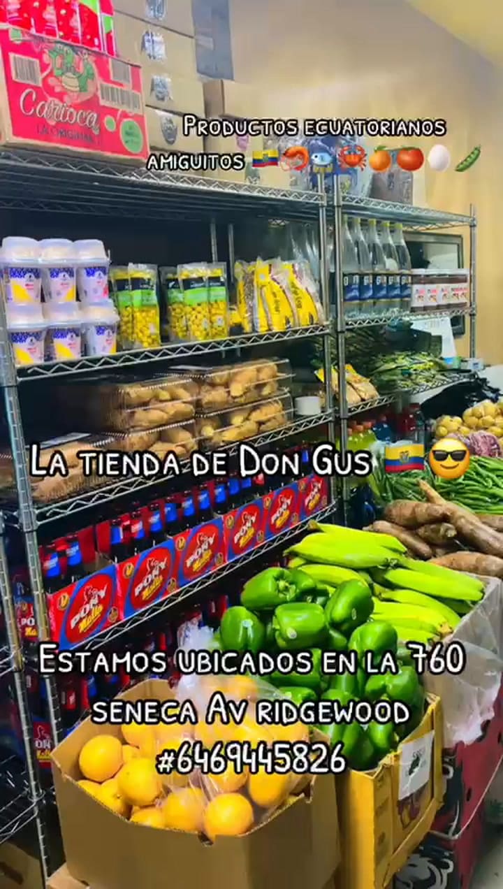 a tienda vende productos ecuatorianos como mariscos helados ,Mamateré y remedios caseros)