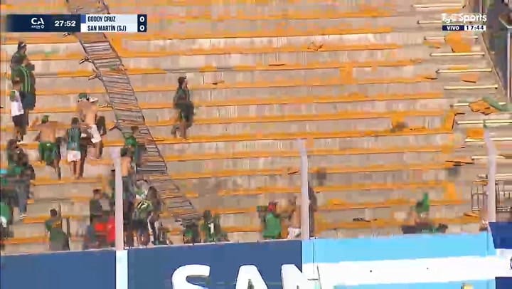 Godoy Cruz vs. San Martin SJ, demorado por incidentes a los 24 minutos
