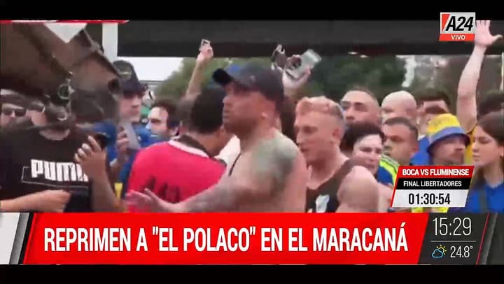 El Polaco fue reprimido en Brasil en la previa del partico de Boca